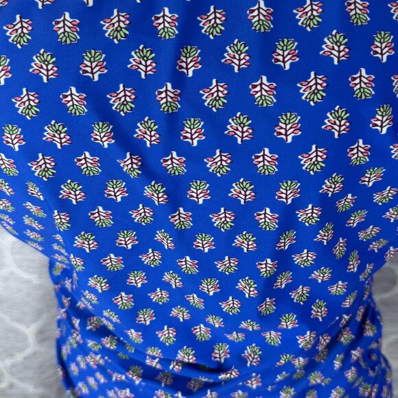 J.Crew One-Shoulder Ruched Swimsuit XL Blue Floral Print - Picture 2 of 7